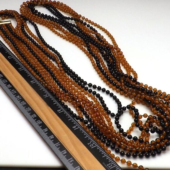 Long Vintage Lucite 5 Strand Necklace, Light Weight Beaded Strands, 50 Inches - Picture 8 of 9
